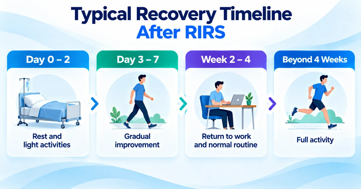 Typical RIRS recovery timeline from the first two days through return to normal activities after kidney stone surgery